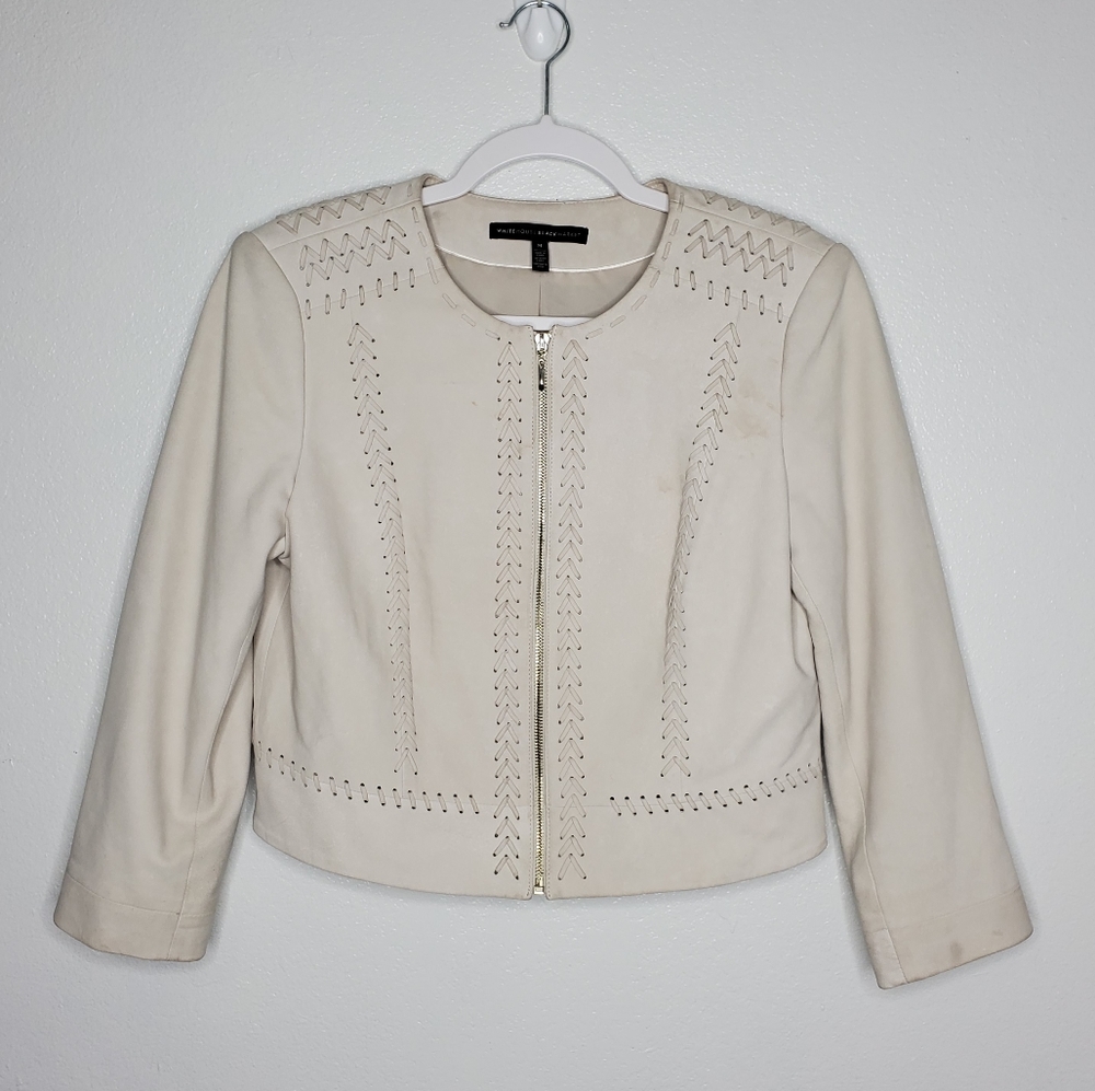 WHITE HOUSE BLACK MARKET White Suede Jacket